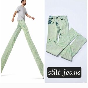 Brazil Stilt Men's Light Green Tie-Dye Jeans Waist 29